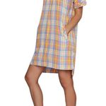Billy T Short Sleeve Popover Dress in Picnic Plaid, Size L New w/Tag $118 Orange Size L Photo 1