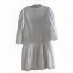 Tyler‎ Boe M White Dress Eyelet Crew Neck V Neck 3/4 Bell Sleeve Cottage Core XS Photo 5