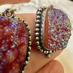 Silver aura Quartz druzy earrings Photo 9