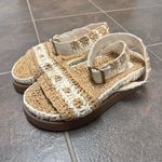 Free People  FP Roma Raffia Slip On Ankle Strap Platform Sandals Tan White 8 Photo 15