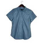 J.Crew  Slim Fit ShortSleeve Faux Leather Shirt Snap Button Down 4 Dusty Sea Blue Photo 13