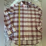 Treasure & Bond NWT Plaid long Sleeve Boyfriend Shirt Size Small Cream Burgundy Photo 7