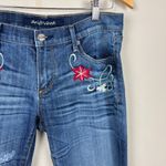 Driftwood Jeans Womens 29 Embroidered Flower Distressed Blue Denim Skinny Photo 3
