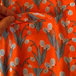 Loft   Tunic Dress Large Orange with Blue Floral Design Button Front Long Sleeve Photo 1