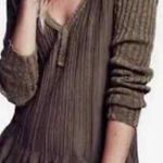 Free People Ribs And Ruffles Tunic Sweater Mini Dress: Olive Green Photo 4