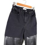 Abercrombie & Fitch Curve Love 90s Straight Ultra High Rise Half Leather Jeans Photo 5