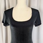 American Vintage 90s Vintage MG Apparel Velvet Scoop Neck Short Sleeve Mini Dress Black Small Photo 5