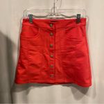 EXPRESS Cute  coral red snap front micro mini skirt with stretch Photo 3