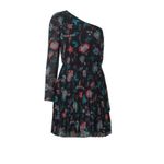 Derek Lam Black Floral One Shoulder Mini Dress Sz.36(US XS) Photo 4