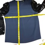 J.Crew  Black Sequin Sleeve Crepe Blouse in Navy Size Medium Holiday Preppy Photo 11