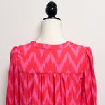Tuckernuck Pomander Place Hot Pink Ikat Kenzo V Neck Long Puff Sleeve Oversized Tier Dress  Photo 4