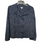 J Jill Blazer Jacket Dark Blue‎ Black Woven Office Career Corporate Mature Thick Size M Photo 3