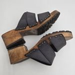 Bongo Women Size 6 Blue Leather Wooden Platform Sandals Chunky Clogs Retro Y2K Photo 9