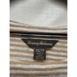 Tommy Bahama  Womens 100% Linen‎ Top XS Yellow White Striped Tie Sleeve Pullover Photo 3