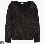 J.Crew  Shimmer V Neck Ruffle Top Floral Size XXL Black Multi Metallic NWT Photo 0