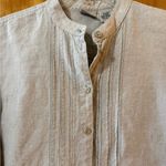 LL Bean Long Sleeve Shirt Linen Tunic Blouse Beige Medium Regular Photo 7