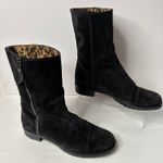 Stuart Weitzman  Black Suede Boots 8.5 - Side Zip, Leopard Lined, Made in Spain Photo 2