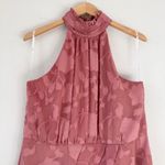 Lulus NEW Chic Demeanor Rusty Rose Floral Jacquard Halter Mini Dress Size L Photo 6