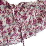 River Island  NWT Colorful Smocked Bandeau Short Off Shoulder Puff Sleeve Top L Photo 2