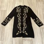 Vintage Pamela McCoy Longline Ribbed Black Cheetah Print Cardigan Coat Large Photo 5