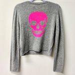 Skull Cashmere Long Sleeve Crew Neck Pullover Sweater Gray Women's Size M Photo 2