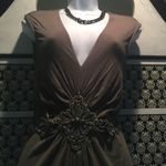 Violet moss green dress with metal "belt" women's size L Size L Photo 1