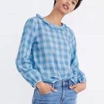 Madewell Ruffle Neck Top in Cowell Plaid Photo 0