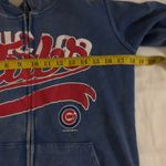 Women Chicago Cubs blue red zip up sweatshirt hoodie long sleeves streetwear faded wash Photo 5