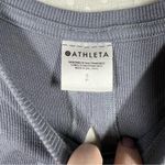 Athleta  Grey Micro Rib Eyelet Back Long Sleeve Top Photo 3