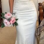 Lulus NWT Fantasy Come True White Lace Satin Lace-Up Maxi Dress size 10 bridal Photo 0