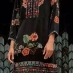 Johnny Was Mabel Silk Embroidered Tunic Dress XL Black Multicolor Floral Photo 0