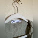 ZARA  Boho Tiered Flowy Mini Dress Sz Small Loose Fit Lace‎ Green Tie Photo 4