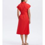 A New Day NWT red pleated gathered waist collared shirt dress M red Photo 1