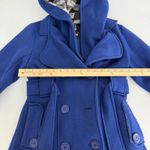 Blue Hooded Double Breasted Trench Coat Womens Size Small Casual Retro Fashion Photo 10
