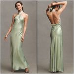 BHLDN Anthro  Selma Halter-Neck High Shine Satin Maxi Dress M Photo 1