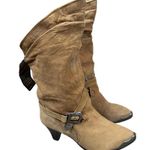 Zodiac Rare Vintage 80s Suede Boots Cowboy Western Cowgirl Boots NEW with tags Tan Size 7.5 Photo 1