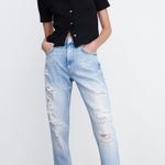ZARA The True Slim Boyfriend Mom High Rise Waisted Ripped Distressed Jeans Denim Pants Photo 8