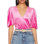 Free People NWT  Intimately Don’t You Wish Pink Velvet Bodysuit in Pink Phenom Photo 0