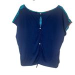 Cozy Casual Women’s Geometric Southwestern Silky Blouse Button Back Boxy NEW Sz L Top Boho Photo 1