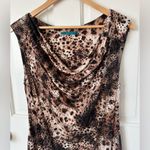 Velvet by Graham & Spencer Soft Leopard Print Stretch Dress Draped Neck Size L Brown Size L Photo 1