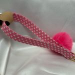 Handmade  Pink and White Polka Dot Wristlet Keychain with Pink Pompom Photo 4
