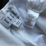 Elle  White Dress SZ L Embossed W/ Embroidery LWD Bow Tie Back Handkerchief Sheer Photo 7