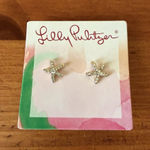 Lilly Pulitzer  Starfish Stud Earrings Gold Metallic Rhinestone NIP Coastal Chic Photo 0