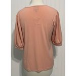 JM Collection Puff Sleeves Tee Shirt Top V-Neck Stretchy Pink Sunstone Small Photo 8