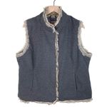 J.Jill Charcoal Grey Faux Fur Trim Vest Button Front Pockets Women's Size XL Photo 0