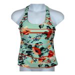 Zelos  Tropical Floral Racerback Workout Tank Green Orange Size Medium Photo 7