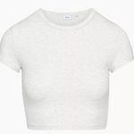 Aritzia  TNA Chill Ortiz Cropped T-Shirt in Heather Cloud White Size S Photo 0