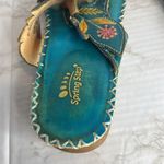 Spring Step  Size 39 8 US Bajan Turquoise Floral Sandal Slide Thong Leather Photo 8