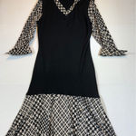 DFA New York Sweater Dress Medium Black Houndstooth Career Modest Knit Photo 0