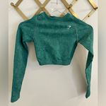 Gymshark Adapt Fleck Seamless Long Sleeve Crop Top Alpine Green XS Photo 2